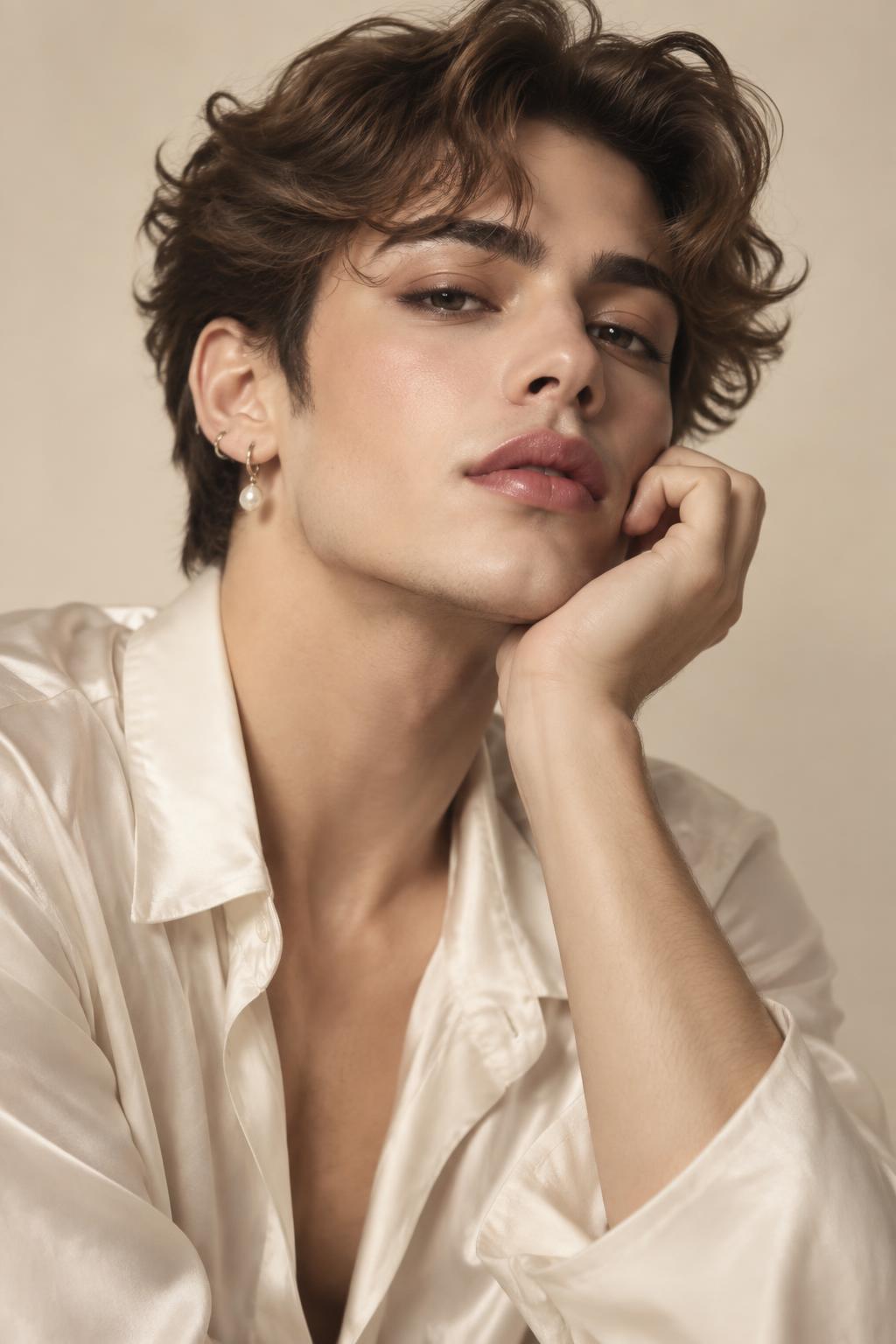 Joven con estilo femenino y mirada serena